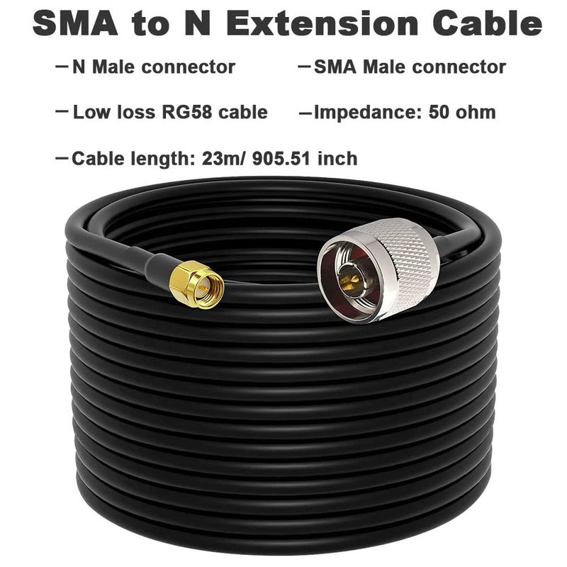 onelinkmore Low Loss RG58 N Male to SMA Male Antenna 75FT RF Coaxial Cable and Two-Way Radio Applications Pure Copper 50 ohm Cable for 3G/4G/5G/LTE/ADS-B/Ham/GPS/WiFi/RF Radio to Antenna - Image 4